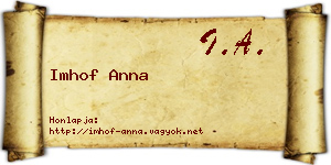 Imhof Anna névjegykártya